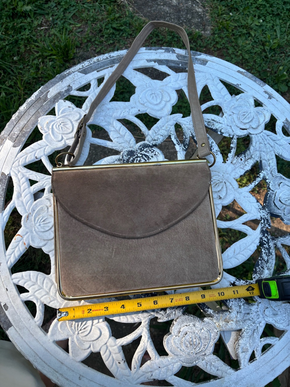 vintage 1950s/1960s mid-century modern suede handbag